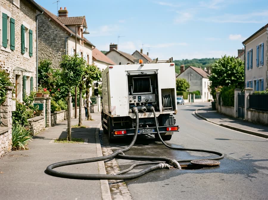 Intervention camion pompe — débouchage à Condrieu